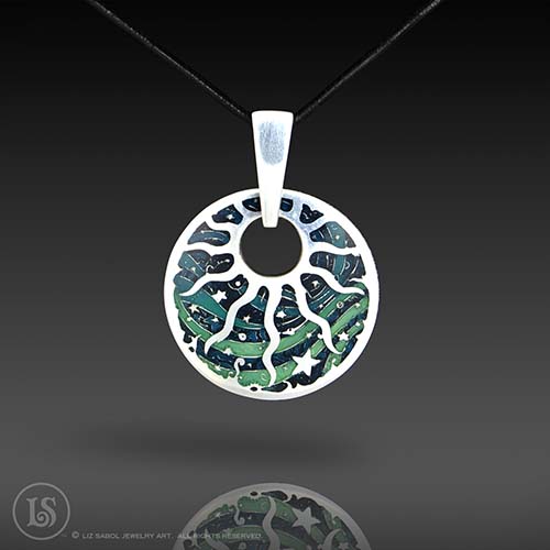 Celestial Sun Pendant, 960 Sterling Silver