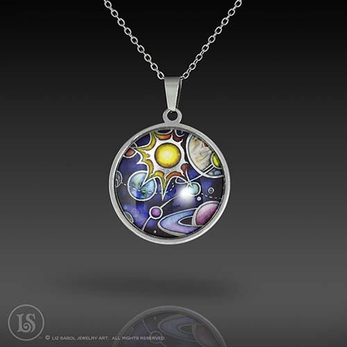 Solar System Pendant, Glass, Stainless Steel